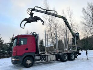 φορτηγό μεταφοράς ξυλείας SCANIA R480, 6x4 + LOGLIFT CRANE