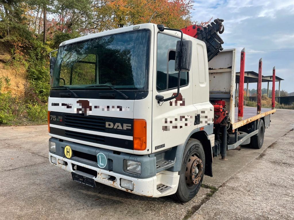 φορτηγό μεταφοράς ξυλείας DAF FA 75.300 Darus rönkszállító PALFINGER PK12500