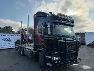 φορτηγό μεταφοράς ξυλείας Scania R730 6X4, Euro 6, Retarder, Hub-reduction, 2014 + Crane, 2018